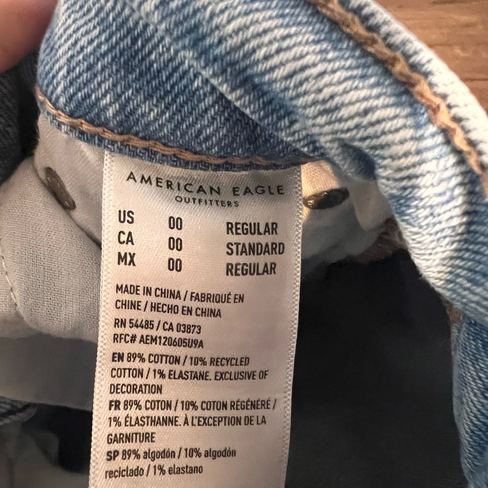 American Eagle Super High Rise Ankle Straight Jeans Women’s Size 00 Distressed - Picture 12 of 12